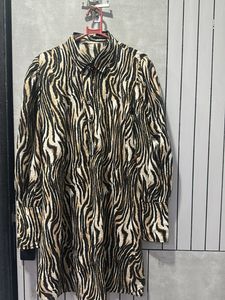 Zebra Print Shirt Dress
