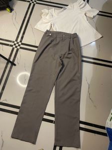 Combo Grey Trouser With White Top