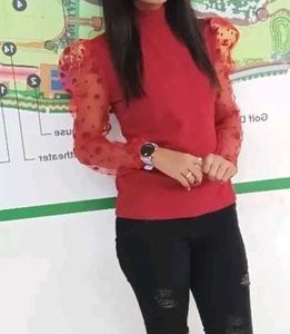 Red Polka Dot Sleeve Top