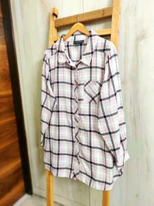 Light Pink Chek Design Cotton Shirt Size-46