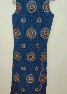 Navy Blue Designer Front Cut Kurti Or Tunics