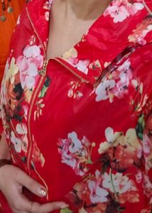 Red Floral Printed Waterproof Jacket