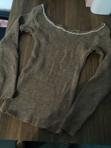 Brown Knit Top