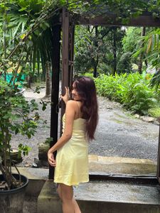 Trendy Satin Yellow Dress