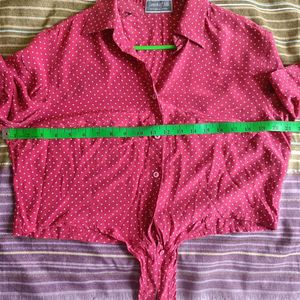 Cute Polka Dot Tie-Front Top Bust 42