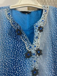 Stylish Blue Kurta with Pants Set