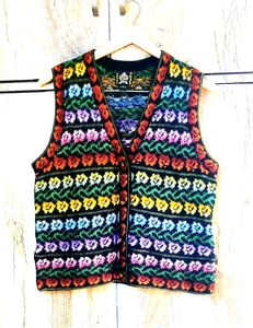 Vintage Floral Knit Vest size-38