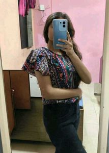 Boho Print Puff Sleeve Top