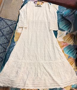 white long chikankari kurta