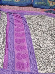 Elegant Satin  Purple Saree
