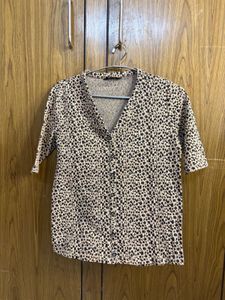 Printed Button-Down Top