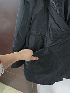 Black Faux Fur Trim Coat fits M/L