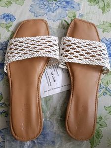 Stylish White Braided Flats