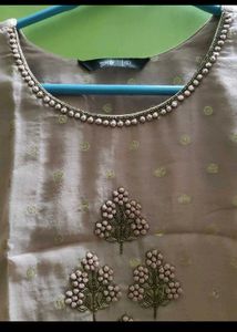 Elegant Beige Embroidered Kurta