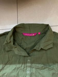 Olive Green Linen Blend Kurta Pants
