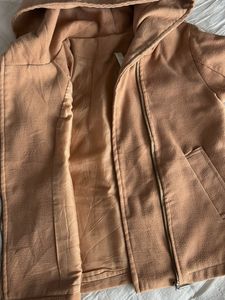Tan Hooded Zip-Up Jacket