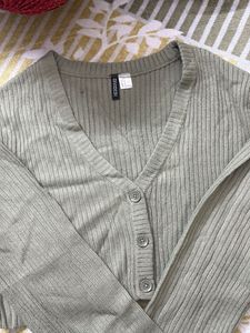 Sage Green Ribbed Cardigan