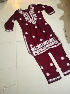Blue Embroidered Kurti Set