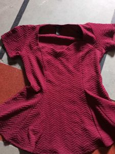 Chic Maroon Peplum Top