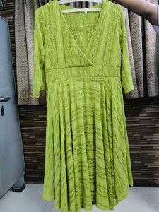 Lime Green Lace Midi Dress