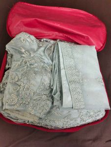 Heavy Work Designer Wedding Lehenga - Sky Blue