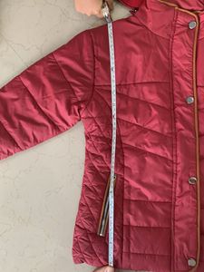 Maroon Hooded Kids Winter Jacket