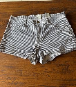 Striped Denim Shorts
