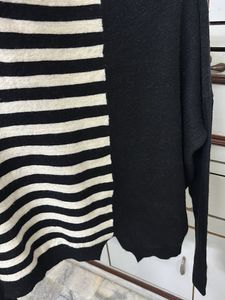 Black &amp; White Striped Cropped Sweater
