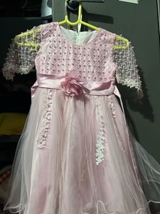 Pink Dress with Pearl Details