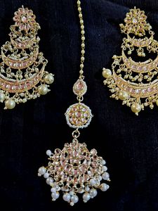 Chandbali Earrings And Mangtika New