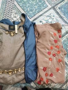 Floral Embroidered Brown Dress