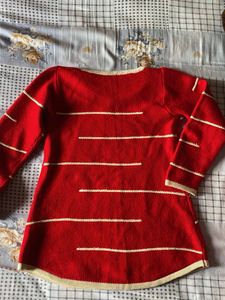 Vintage Red Striped Knit Top