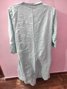 xxl silver zari print sky blue kurta