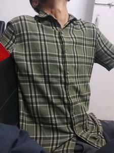 Olive Green Plaid Casual Shirt