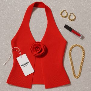 ❤️‍🔥 Red Rose Halter Top – Elegant, Chic & Fierce