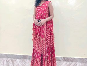 Long Kurta With Dupatta Red Maroon
