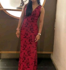 Burgundy Floral Midi Slip Dress