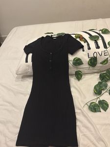 Black Ribbed Bodycon Dress