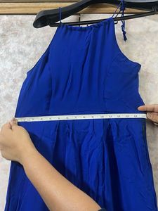 Navy Blue Pure Georgette Gown With Slit