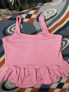 Cute Pink Ruffled Tank Top