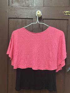 Pink Layered Top with Cutouts for Women | Girl