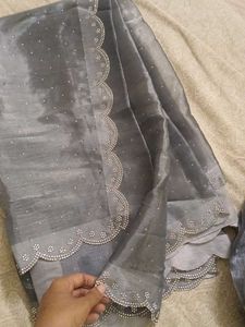 Grey Organza Saree