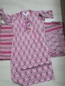 Pink Diamond Print Kurti Set