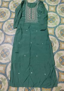 Green Embroidered Kurta