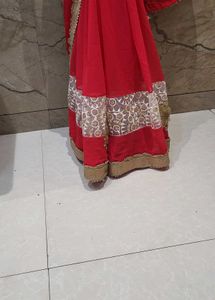 Elegant Red &amp; Golden Heavy Sari With Blouse❤️