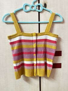 Striped Button-Up Crop Top