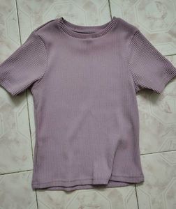Zudio Ribbed lilac Sweat tshirt top