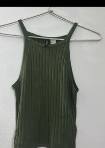H&amp;M Green Ribbed Tank