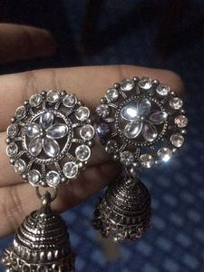 Silver Jhumka Earrings