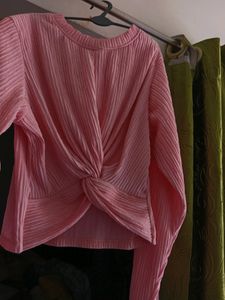 Pink Casual Full Sleeves Top